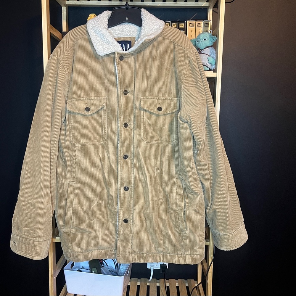 Gap Corduroy Sherpa Button Jacket Tan Y2K 2000s